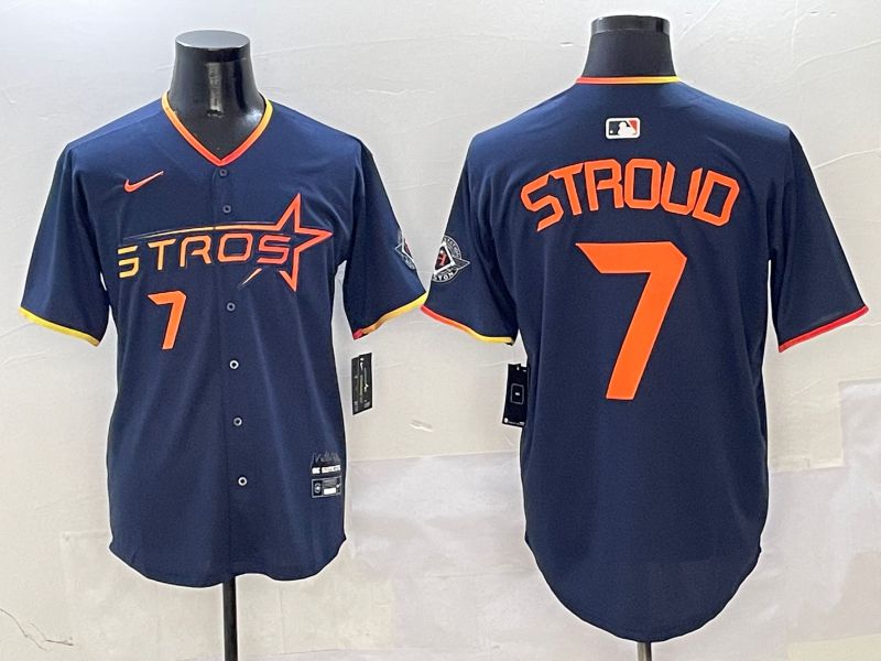 Men Houston Astros #7 Stroud Blue three generations Joint Name Nike 2025 MLB Jersey style 5